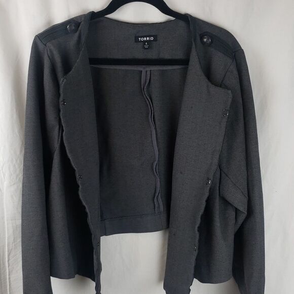 Torrid Women's 4X Grey Military Cropped Jacket - Picture 10 of 16